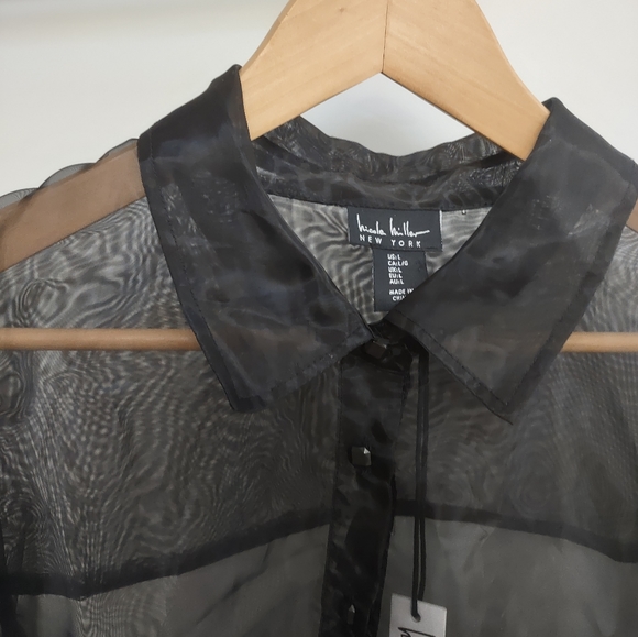Nicole Miller Sheer Button Front Shirt - Picture 6 of 13
